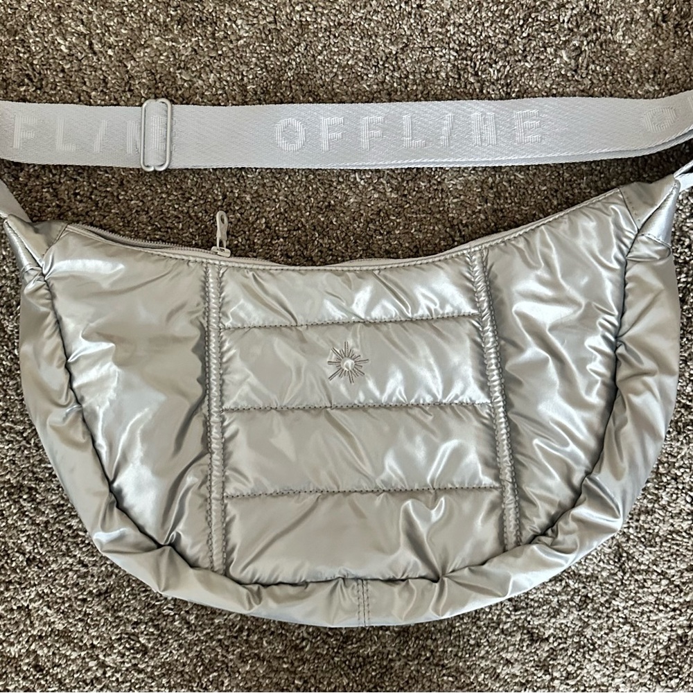 Silver Quilted Crossbody Bag from AERIE OFFLINE NWT